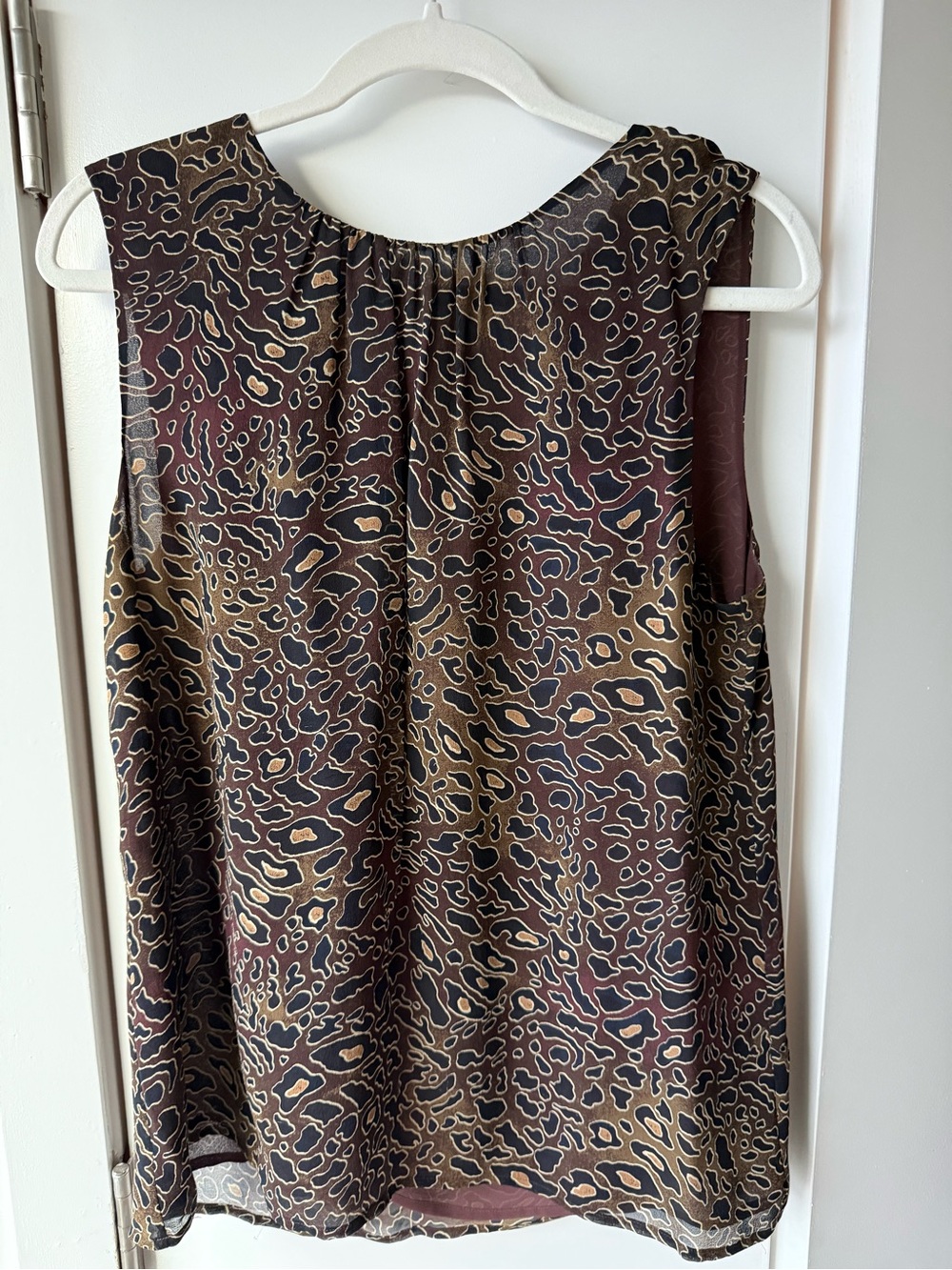 Tory Burch Brown and Tan Leopard-Print Sleeveless Blouse
